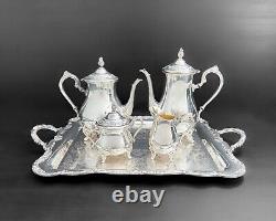 WM Rogers Silver Plate Vtg Coffee Tea Service Serving Tray 5 Piece Set