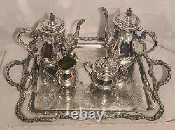 WM Rogers Vintage Antique Silver Plate 5-piece Tea set, VG++ Condition