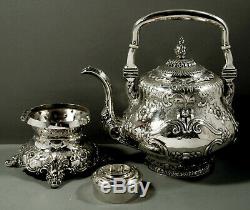 WS Wood Silver Tea Set c1850 Capt. Williams Lansing