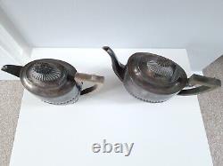 Walker & Hall Sheffield 2 Antique Silver Teapots & Plate Set England 1890-1910