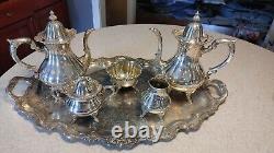 Wallace #1200 Silver Plate 6 Piece Coffee/Tea Set With Tray