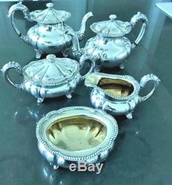 Wallace 5 piece Sterling Silver Soldered Coffee/Tea Set Discard pot nickel silv