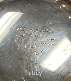 Wallace Baroque 3 Piece Silverplate Tea Pot Sugar Creamer Set 281, 283, 284