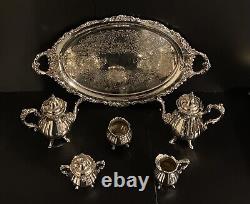 Wallace Baroque Antique Tea & Coffee Full Serving SET of 6 Silver on Copper EXC