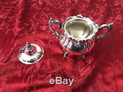 Wallace Baroque Silver Plated Tea Set Coffee Service 5 Piece Vintage 281-284