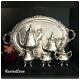 Wallace Baroque Tea Set Silver Plated With Waste And Tray 6 Piece Set
