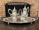 Wallace Baroque Silver Plate Tea & Coffee Set Withtray