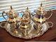 Wallace Grand Baroque 4 Piece Coffee, Tea Set #4850-90 In Sterling Silver