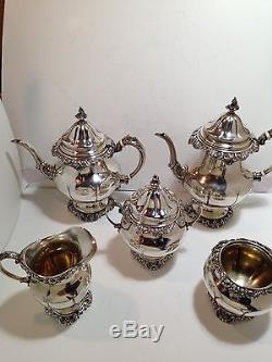 Wallace Grande Baroque (1935) 5 Piece Sterling Silver Coffee Tea Set