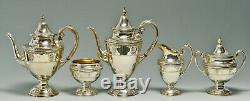 Wallace STERLING Silver Tea Set Rose Point withLARGE Tray 1930s MINT No Mono