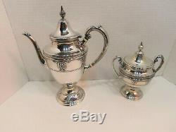 Wallace STERLING Silver Tea Set Rose Point withLARGE Tray 1930s MINT No Mono