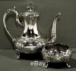 Watson Co. Sterling Tea Set c1920 HAND DECORATED