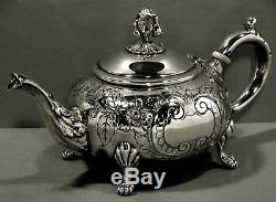 Watson Co. Sterling Tea Set c1920 HAND DECORATED 61 OZ