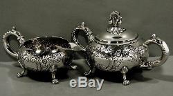 Watson Co. Sterling Tea Set c1920 HAND DECORATED 61 OZ