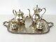 Webster Wilcox 4 Piece Silverplate Tea Set'du Barry Floral' With Serving Tray