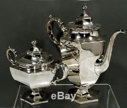 Whiting Sterling Silver Tea Set BEADED HEXAGONAL FORM c1900