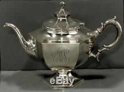 Whiting Sterling Silver Tea Set HEXAGONAL URN FORM c1900