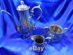 Whiting Sterling Silver Tea Set Pot, Sugar, Creamer Very Good Condition M2