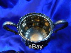 Whiting Sterling Silver Tea Set Pot, Sugar, Creamer Very Good Condition M2