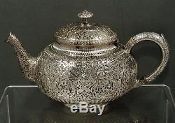 Whiting Sterling Silver Tea Set c1885 PERSIAN HAND DECORATED
