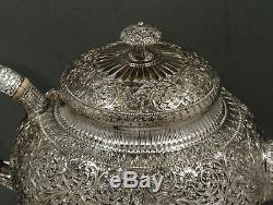 Whiting Sterling Silver Tea Set c1885 PERSIAN HAND DECORATED