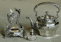 Whiting Sterling Tea Set c1890 CHRYSANTHEMUM