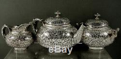 Whiting Sterling Tea Set c1890 Persian Pat. 412 No Monogram