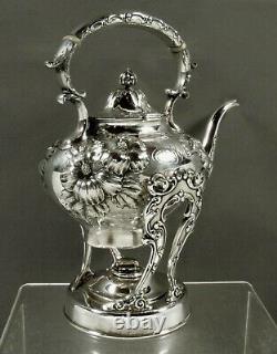 Whiting Sterling Tea Set c1910 HIBISCUS