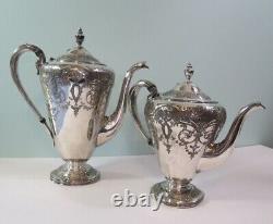 Wilcox S. P. Co. Silverplate Tea/Coffee Set Paisley Design 7032