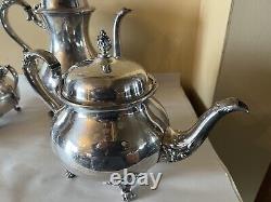 Wilcox Silver Plate Coffee Pot, Tea Pot, Sugar, Creamer 7074 4 Piece Set