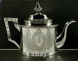 William Gale & Son. Sterling Tea Set 1862 Hand Decorated