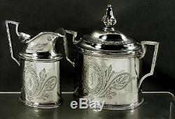 William Gale & Son. Sterling Tea Set 1862 Hand Decorated