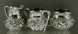 Wood & Hughes Sterling Tea Set 1885 HAND DECORATED