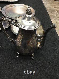 XL Vintage Silver Plate Coffee Tea Sugar Creamer Set Tray Sheridan Sheffield