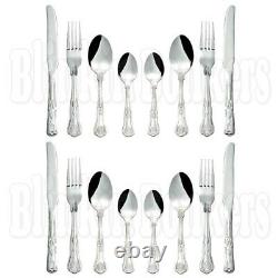 16pc Ensemble De Qualité Kings Design Pattern Cutlery Tea Dessert Spoon Knife Fork