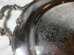 1847 Rogers Bros Reflection Plaque D'argent Grand Tray Waiter Pour Set De Thé #9280