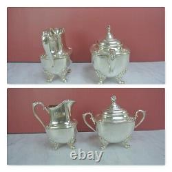 1847 Rogers Bros Silver Plate Daffodil Coffee/tea Set Service 5 Pièces Withtray