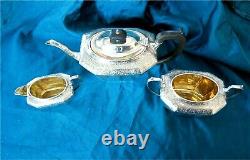 1926 English Sterling Silver Tea Set George III Style 960 Gr. 3 Pc. Luxembourg