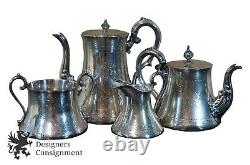 19th Century Ornate Anglais Coffee Tea Set John Sherwood Birmingham Silverplate