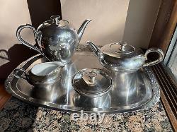 30's Art Deco Wmf Assiette Argentée Sur Heinrich Porcelaine 5 Pc Coffee & Tea Set