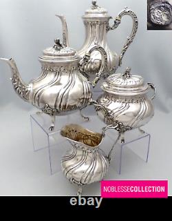 4pc Set Antique Début Des Années 1900 Français Sterling Silver Tea - Coffee Pot Set 2100g