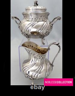 4pc Set Antique Début Des Années 1900 Français Sterling Silver Tea - Coffee Pot Set 2100g