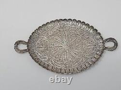 (5) Ensemble de thé miniature en filigrane d'argent 800 AG 46.5g Antique