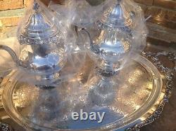 6 Pc Near Museum Quality Wallace Grande Baroque Sterling Silver Tea Set Grand