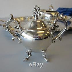 9 CC Set Birmingham Silver On Copper Tea Pot Inclinaison Hot Water Sugar Creamer Tray