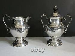 Antique 1920s Gotham Silver Sur Le Thé Et Le Café En Cuivre Four Piece Set