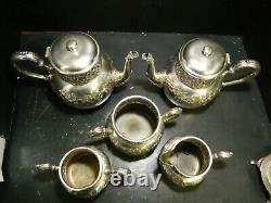 Antique (5) Pièces Repousse Assiette Quadruple Tea/coffee Set Homan Silverplate Co