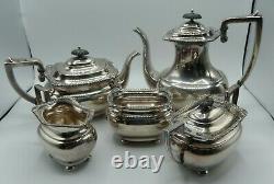 Antique 5pcs Argent Assiette Soudée Epns Tea /coffee Pots & Set Sheffield Angleterre