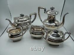 Antique 5pcs Argent Assiette Soudée Epns Tea /coffee Pots & Set Sheffield Angleterre