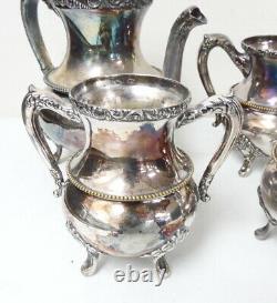 Antique Adelphi Silver Plate Company 4 Pcs Tea Set #1999 Livraison Gratuite